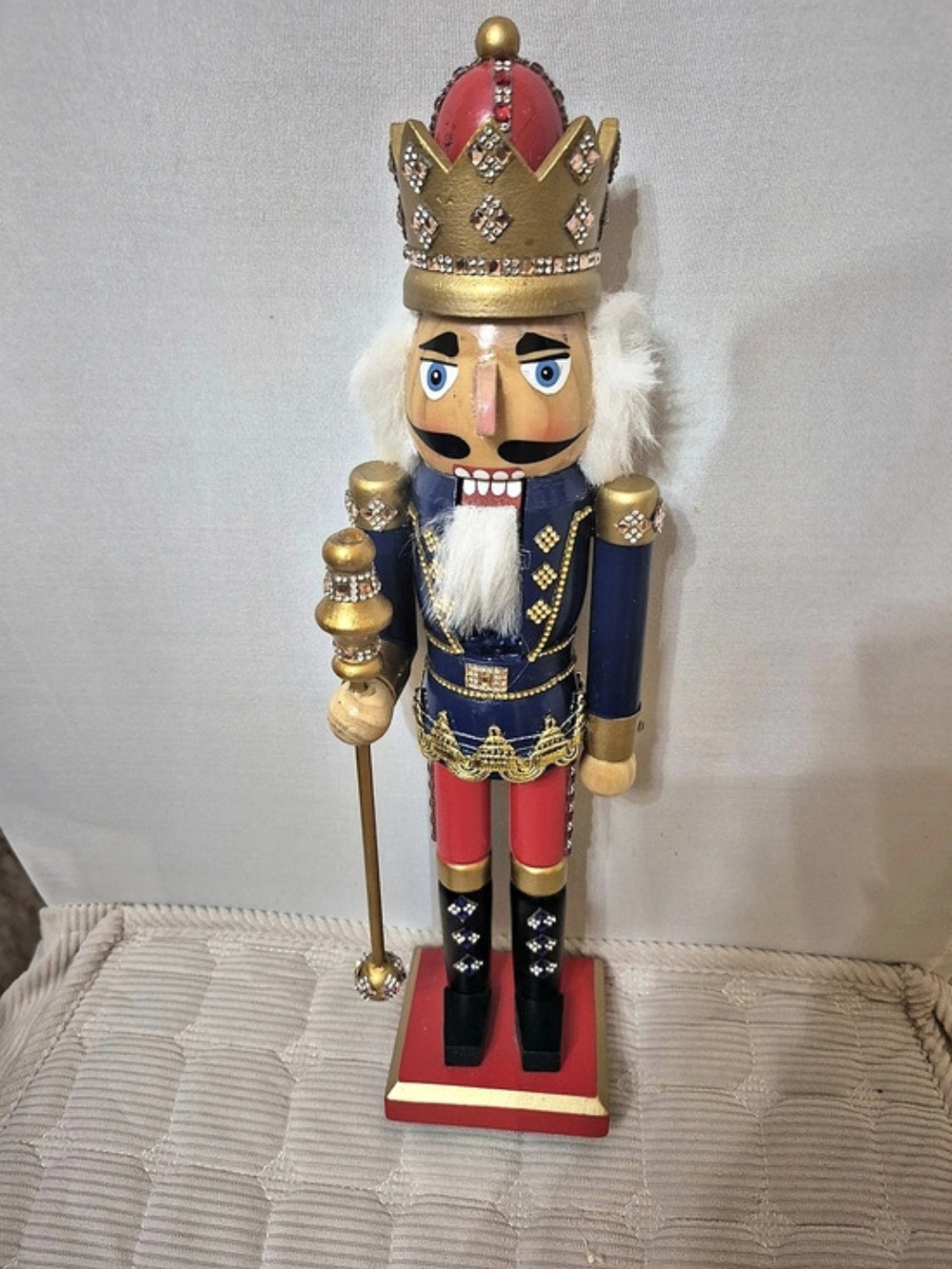 Gerson Companies Traditional Red & Blue King Nutcracker Holding Scepter